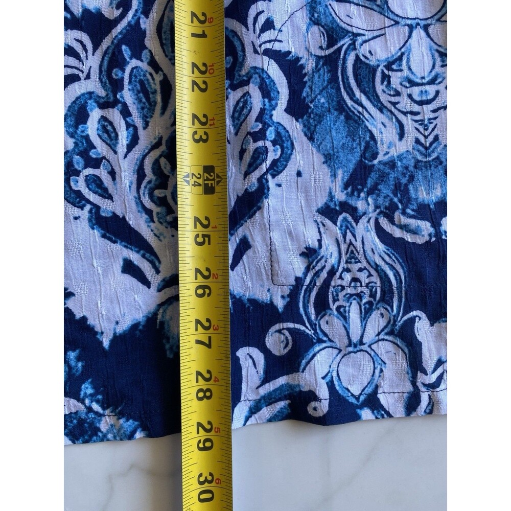 NWT Haute Hippie L Blue White Print Blouse Lightweight Topper Cardigan Top - Picture 5 of 12